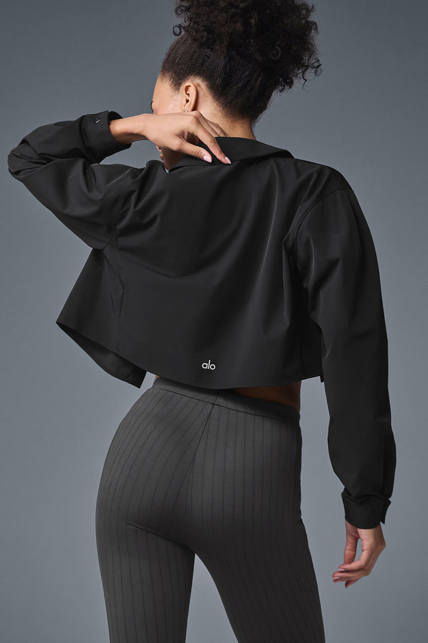Cropped Take Me Out Button Up - Black