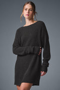 Cashmere Plush Waffle Dress - Dark Heather Grey
