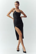Silk Luminous Slip Dress - Black