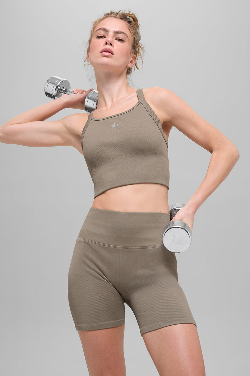 Seamless Ribbed Favorite Bra Tank - Light Cocoa