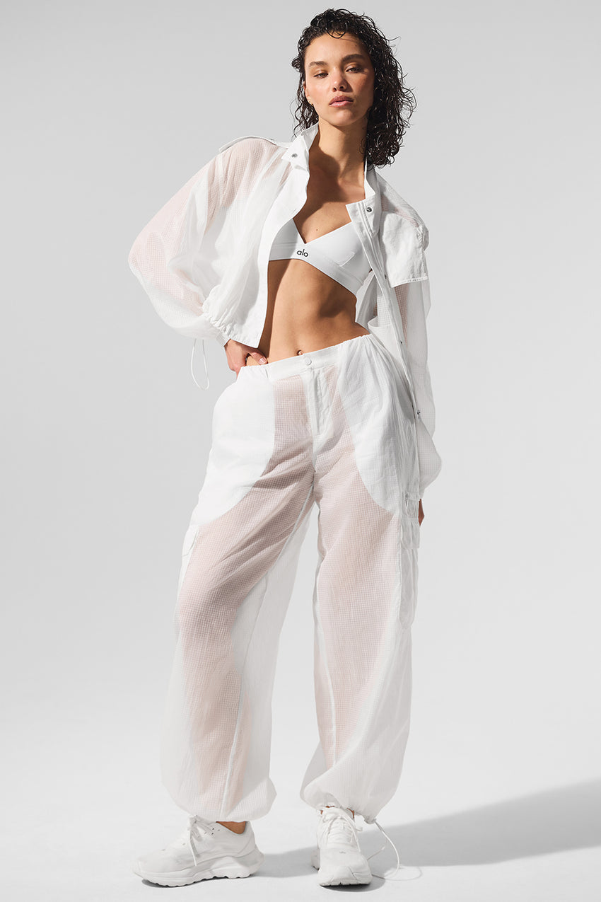 Cropped Game Time Full Zip Jacket - White